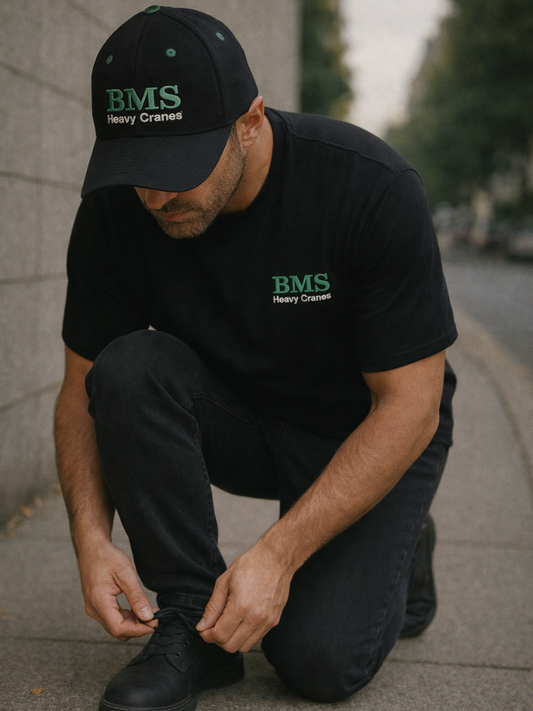 BMS | Black Cotton T-Shirt | LG1750 Crane Print